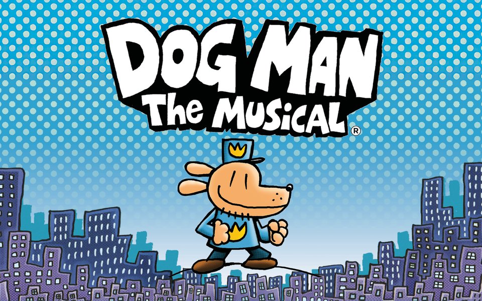 A cartoon dog with a blue hat on and a blue jumper
