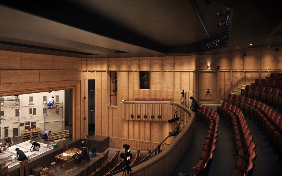 Architectural render of the refurbished Arts Theatre auditorium.